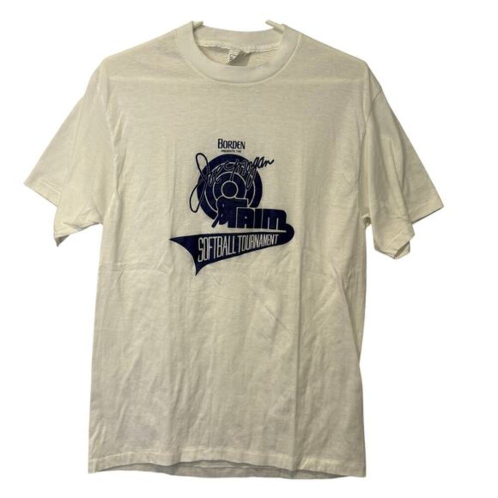 Vtg Single Stitch Joe Morgan Softball Tournament Tshirt White‎ USA Made XL Youth